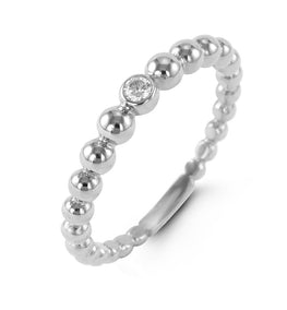 ESSENTIALS - 10K White Gold Beaded Ring