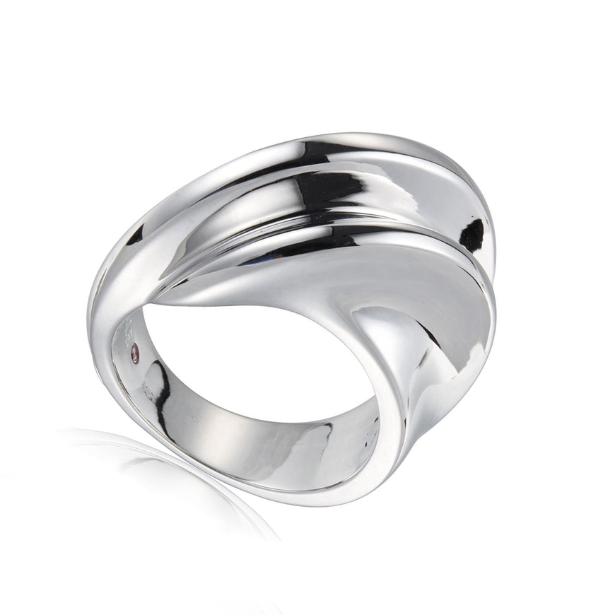 CARAMEL - Sculpted Sterling Silver Ring With  Highest Waves