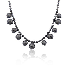 ELUSIVE - Sterling Silver Gun Metal Ball Necklace with Crystal Tail Drop