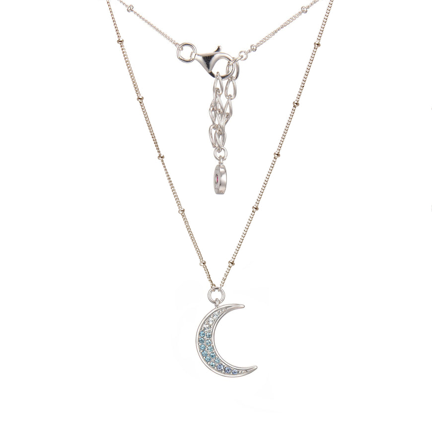 CRESCENT MOON - Sterling Silver Sparkly Pendant