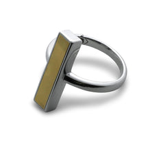 CHUNKY BAR - Sterling Silver Bar Ring with 18K Yellow Gold Stripe.