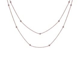 BEADED - Wrappable 10K Rose Gold Beaded Chain Necklace 36"