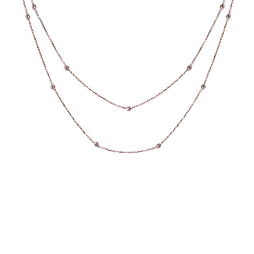 BEADED - Wrappable 10K Rose Gold Beaded Chain Necklace 36