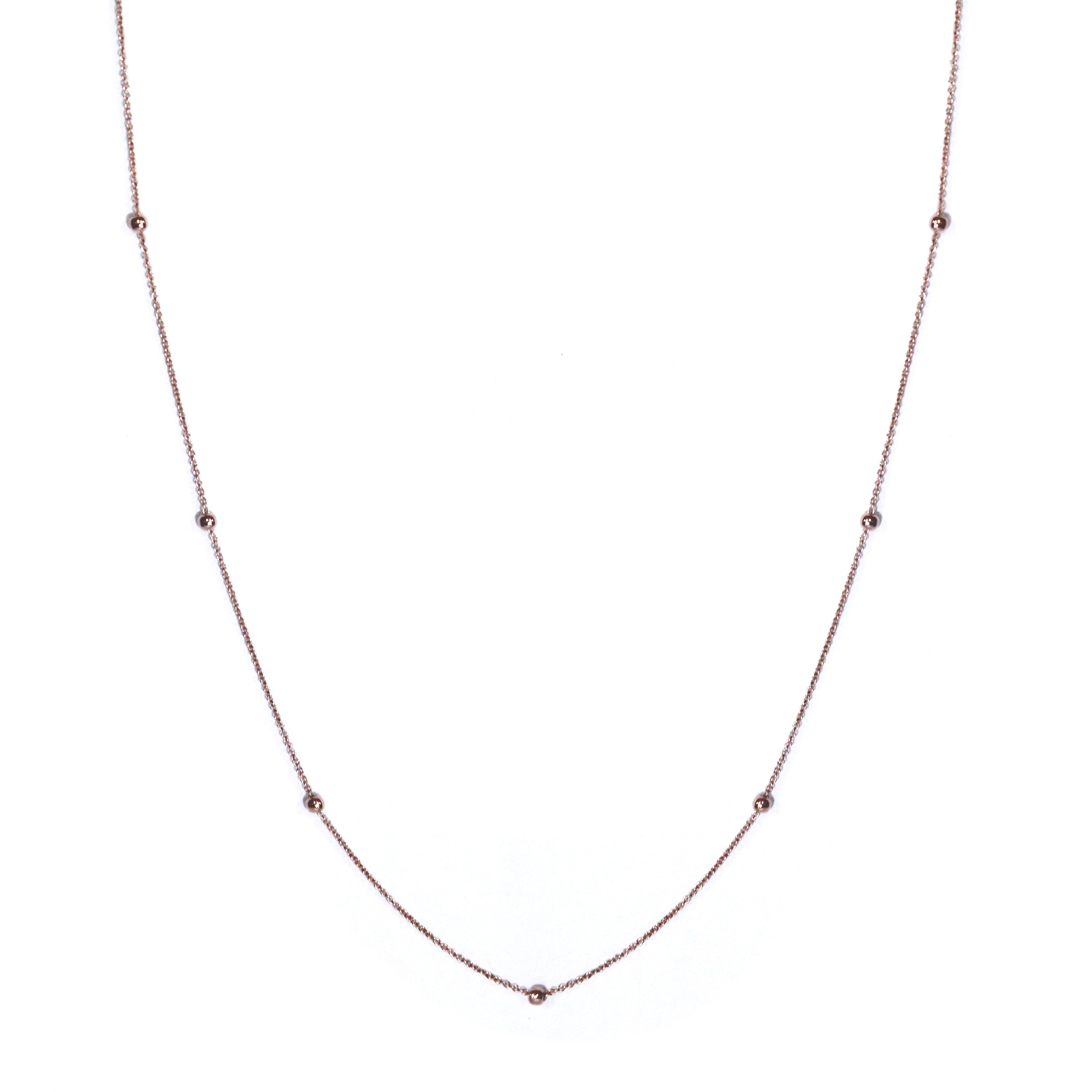 BEADED - Wrappable 10K Rose Gold Beaded Chain Necklace 36