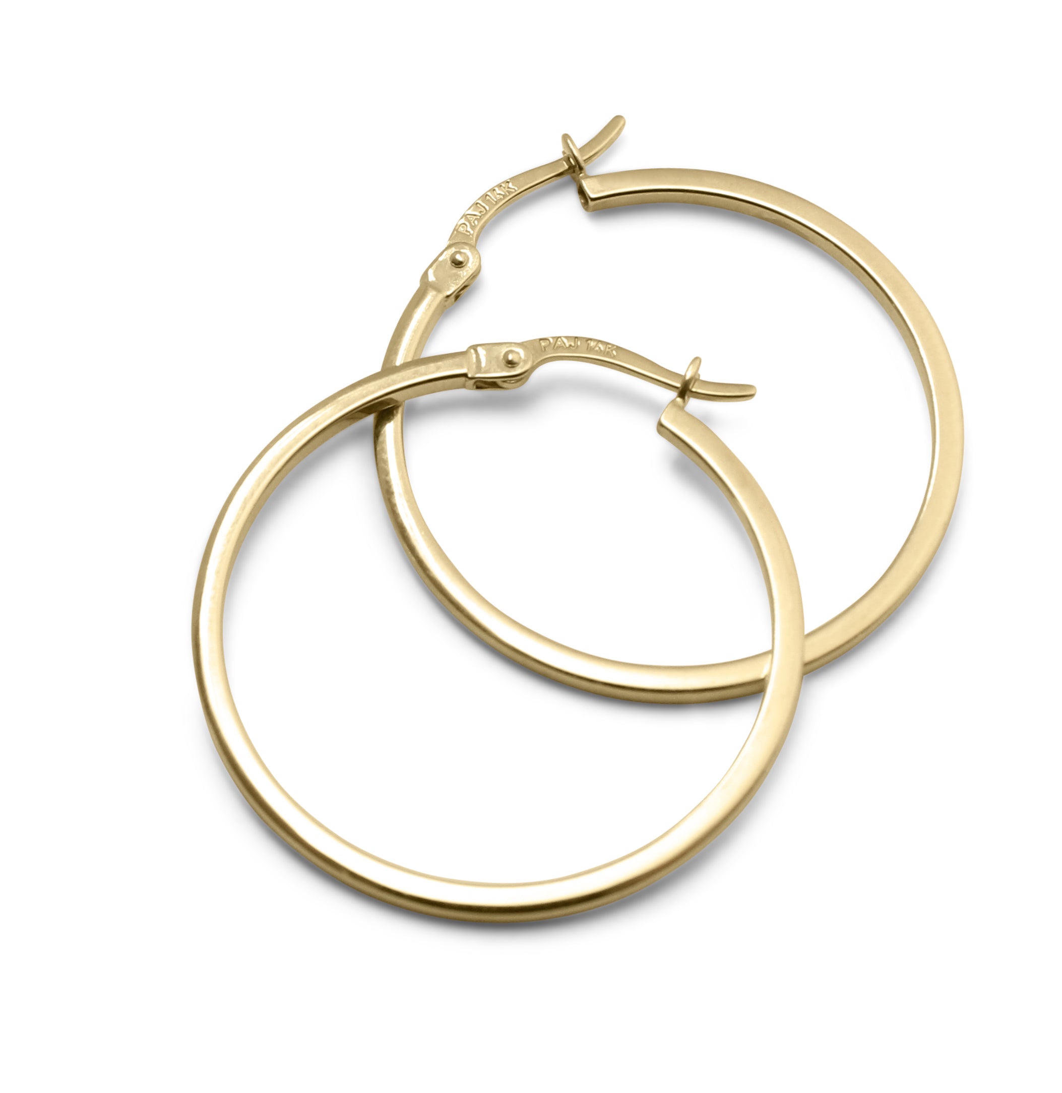 GOOD THINGS - 14K Yellow Gold 28mm Square Railed Hoops