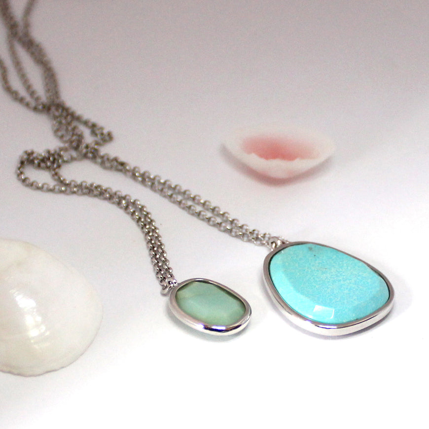 SUGAR MELON -Turquoise and Amazonite Necklace Duo