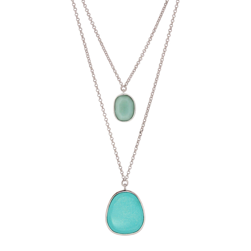 SUGAR MELON -Turquoise and Amazonite Necklace Duo