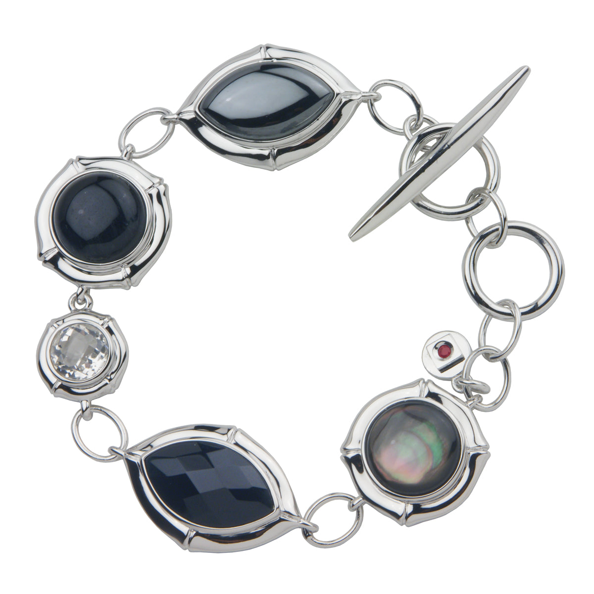 SILVERY - Mixed Gemstone Sterling Silver Spear Bracelet