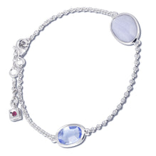 SUGAR MELON - Blue Lace Agate & Synthetic Blue Quartz Sterling Silver 7.5" Bracelet