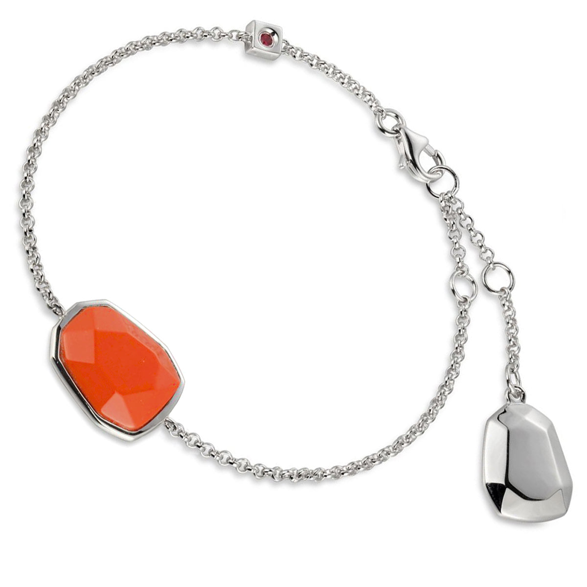 EXUBERANCE - Sterling Silver Synthetic Coral  Bracelet