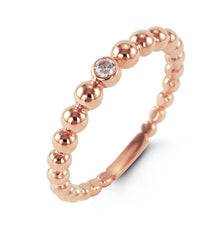 ESSENTIALS - Tapering 10K Rose Gold Beaded Ring