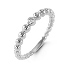 ESSENTIALS - 10K White Gold Beaded Ring