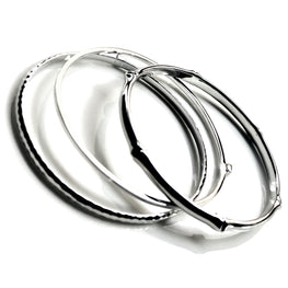 MIXER - Three Sterling Silver Bangles of Bamboo, Square and Hammer Finish