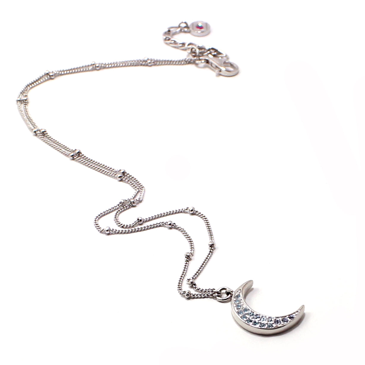 CRESCENT MOON - Sterling Silver Sparkly Pendant